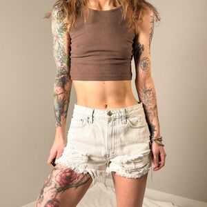 Abercrombie & Fitch Distressed Light Wash Denim Shorts Size 26 Y2K